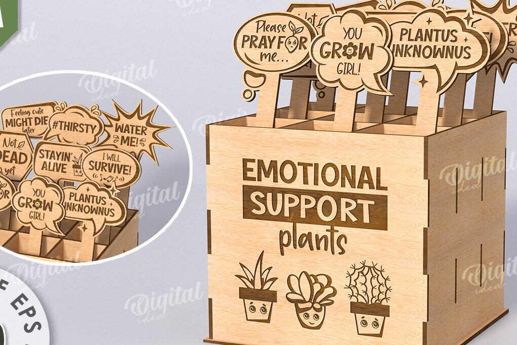 Intra απο ξύλο plywood  Χρώμα wenge 3mm-4mm πάχος - Αστεία φυτά μαρκαδόροι με κουτί Δίασταση 30x20 cm INTRAFABR-70092552