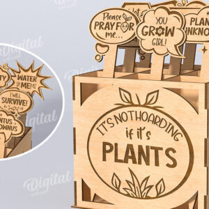 Intra απο ξύλο plywood  Χρώμα wenge 3mm-4mm πάχος - Αστεία φυτά μαρκαδόροι με κουτί Δίασταση 30x20 cm INTRAFABR-70093168