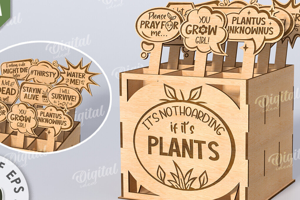 Intra απο ξύλο plywood  Χρώμα wenge 3mm-4mm πάχος - Αστεία φυτά μαρκαδόροι με κουτί Δίασταση 30x20 cm INTRAFABR-70093168