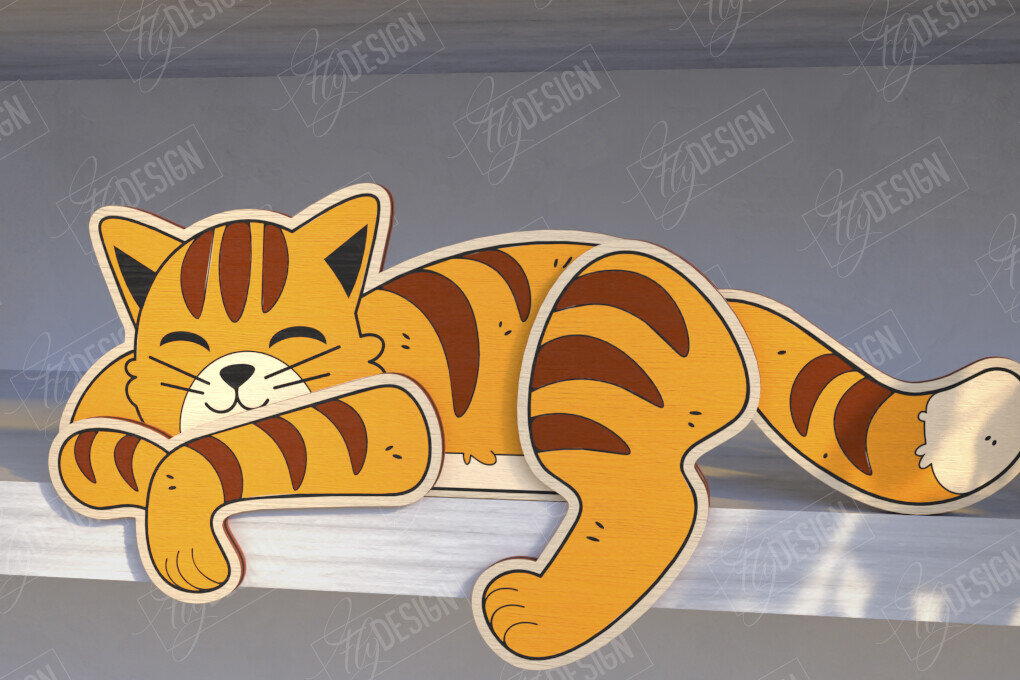 Intra απο ξύλο plywood  Χρώμα wenge 3mm-4mm πάχος - Funny Tiger Shelf Sitters |CNC Δίασταση 20x20 cm INTRAFABR-15150898