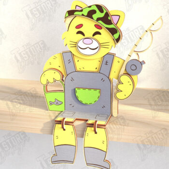 Intra απο ξύλο plywood  Χρώμα wenge 3mm-4mm πάχος - Αστεία τουριστική γάτα με λέιζερ | CNC Δίασταση 20x20 cm INTRAFABR-116544713 - Image 1