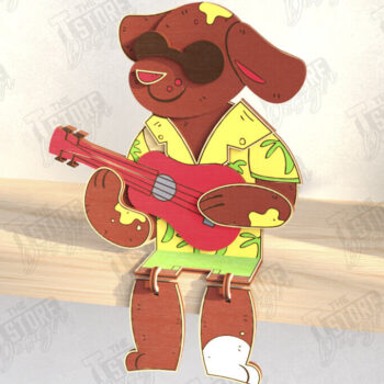 Intra απο ξύλο plywood  Χρώμα wenge 3mm-4mm πάχος - Αστεία περιτουριστικού σκύλου | CNC Δίασταση 20x20 cm INTRAFABR-39111935 - Image 1