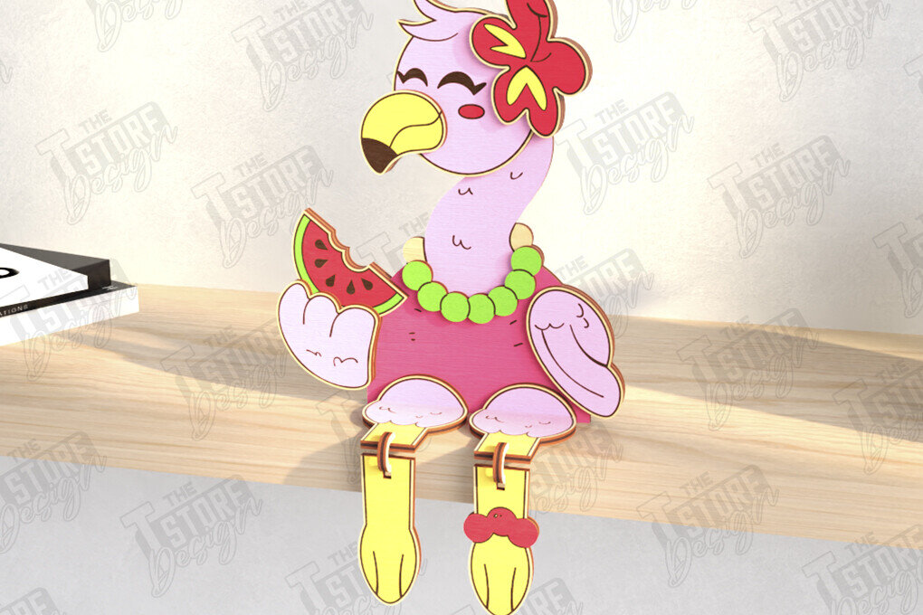 Intra απο ξύλο plywood  Χρώμα wenge 3mm-4mm πάχος - Funny Tourist Flamingo | CNC Δίασταση 20x20 cm INTRAFABR-67760397