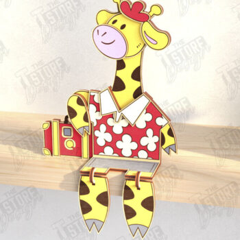 Intra απο ξύλο plywood Χρώμα wenge 3mm-4mm πάχος - Αστεία τουριστική καμηλοπάρδαλη | CNC Δίασταση 20x20 cm INTRAFABR-67760405 - Image 1