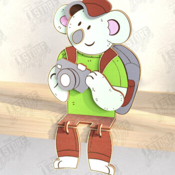 Intra απο ξύλο plywood  Χρώμα wenge 3mm-4mm πάχος - Funny Tourist Koala | CNC Δίασταση 20x20 cm INTRAFABR-67760380 - Image 1