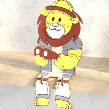 Intra απο ξύλο plywood  Χρώμα wenge 3mm-4mm πάχος - Funny Tourist Lion | CNC Δίασταση 20x20 cm INTRAFABR-67601642 - Image 1