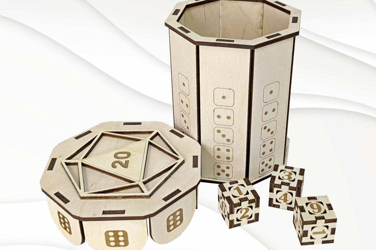 Intra απο ξύλο plywood  Χρώμα wenge 3mm-4mm πάχος - Παιχνίδι Παιχνίδια Ζάρια σε κουτί, με λέιζερ Δίασταση 109x100 cm INTRAFABR-125236790