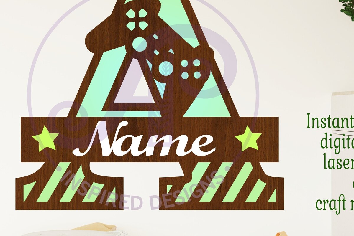 Intra απο ξύλο plywood  Χρώμα wenge 3mm-4mm πάχος - Κεφαλαίο μονόγραμμα Gamer Επιστολή Δίασταση 30x20 cm INTRAFABR-125237161