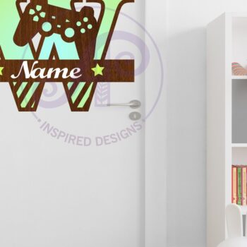 Intra απο ξύλο plywood  Χρώμα wenge 3mm-4mm πάχος - Κεφαλαίο μονόγραμμα παίκτης Γράμμα W Δίασταση 30x20 cm INTRAFABR-124680406 - Image 2