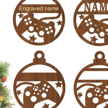 Intra απο ξύλο plywood  Χρώμα wenge 3mm-4mm πάχος - Gamer Χριστουγεννιάτικα στολίδια, 2 σχέδια Δίασταση 6x6 cm INTRAFABR-124968718 - Image 1