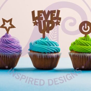 Intra απο ξύλο plywood  Χρώμα wenge 3mm-4mm πάχος - Gamer Cupcake Toppers, 6 σχέδια Δίασταση 30x20 cm INTRAFABR-122123107 - Image 1