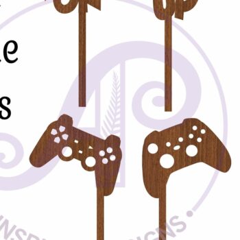 Intra απο ξύλο plywood  Χρώμα wenge 3mm-4mm πάχος - Gamer Cupcake Toppers, 6 σχέδια Δίασταση 30x20 cm INTRAFABR-122123107 - Image 2