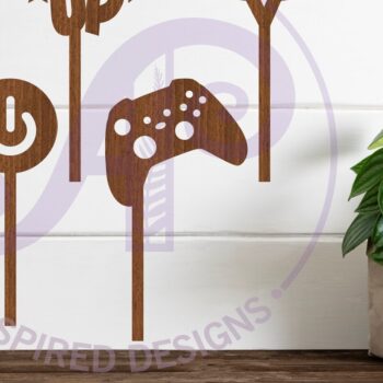 Intra απο ξύλο plywood  Χρώμα wenge 3mm-4mm πάχος - Gamer Cupcake Toppers, 6 σχέδια Δίασταση 30x20 cm INTRAFABR-122123107 - Image 3