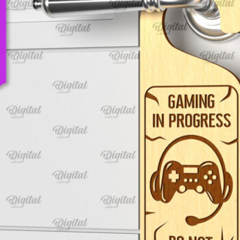 Intra απο ξύλο plywood  Χρώμα wenge 3mm-4mm πάχος - Gamer Door Hanger Laser. Πόμολο πόρτας Δίασταση 30x20 cm INTRAFABR-122123204 - Image 1