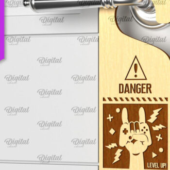 Intra απο ξύλο plywood  Χρώμα wenge 3mm-4mm πάχος - Gamer Door Hanger Laser. Πόμολο πόρτας Δίασταση 30x20 cm INTRAFABR-122123246 - Image 1