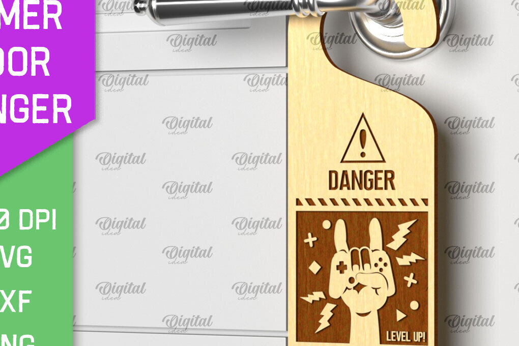 Intra απο ξύλο plywood  Χρώμα wenge 3mm-4mm πάχος - Gamer Door Hanger Laser. Πόμολο πόρτας Δίασταση 30x20 cm INTRAFABR-122123246