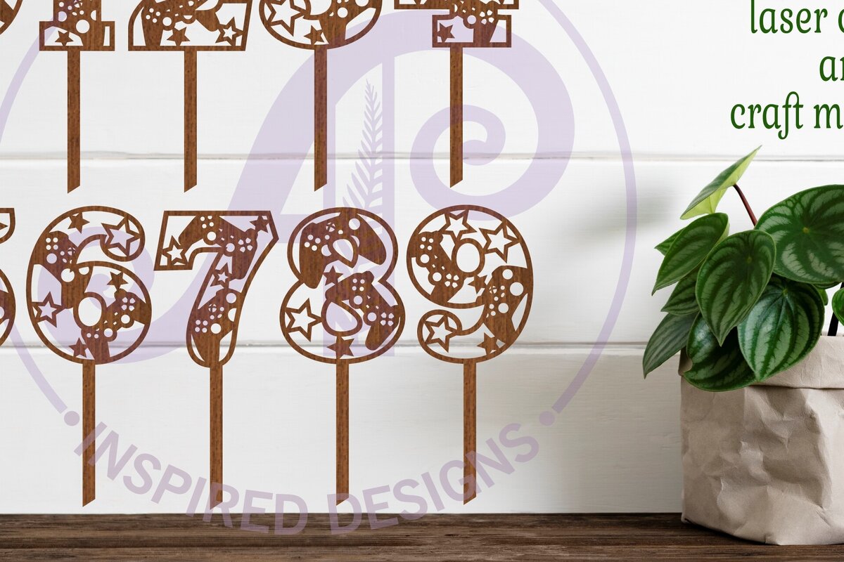 Intra απο ξύλο plywood  Χρώμα wenge 3mm-4mm πάχος - Αρχεία αποκοπής Number Cake Toppers Δίασταση 30x20 cm INTRAFABR-122057282