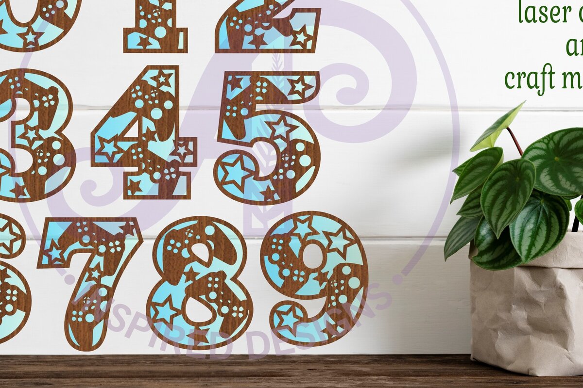 Intra απο ξύλο plywood  Χρώμα wenge 3mm-4mm πάχος - Gamer Numbers Σήμα τοίχου δύο επιπέδων Δίασταση 30x20 cm INTRAFABR-122461866