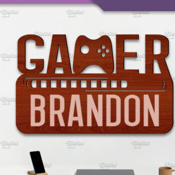 Intra απο ξύλο plywood  Χρώμα wenge 3mm-4mm πάχος - Sign Gamer. Μονόγραμμα σημάδια Δίασταση 30x20 cm INTRAFABR-122057249 - Image 1