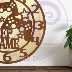 Intra απο ξύλο plywood  Χρώμα wenge 3mm-4mm πάχος - με λέιζερ ρολόι τοίχου Gamer, Δίασταση 30x20 cm INTRAFABR-123677792