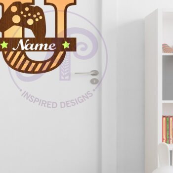 Intra απο ξύλο plywood  Χρώμα wenge 3mm-4mm πάχος - Gamer X Κεφάλαιο μονόγραμμα Letter U Δίασταση 30x20 cm INTRAFABR-112011623 - Image 2