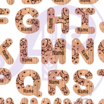 Intra απο ξύλο plywood  Χρώμα wenge 3mm-4mm πάχος - Μπρελόκ με σχέδια για γράμματα με θέμα το παιχνίδι Δίασταση 4x4 cm INTRAFABR-65105002 - Image 2