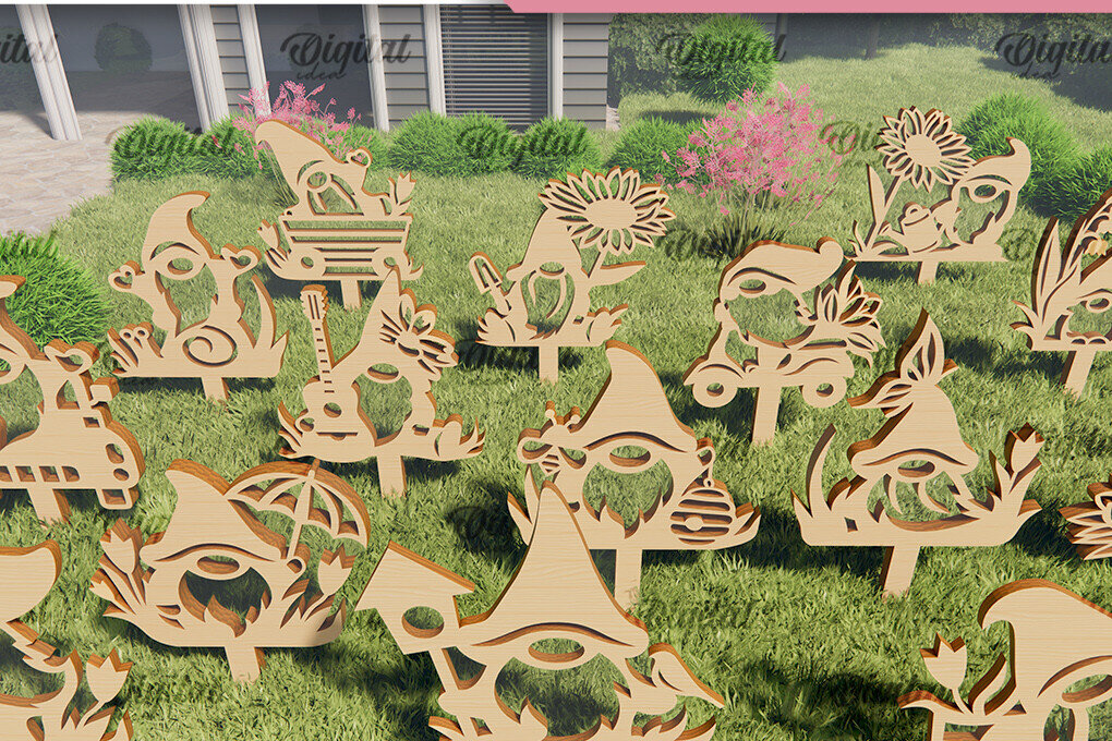 Intra απο ξύλο plywood  Χρώμα wenge 3mm-4mm πάχος - Πακέτο Garden Gnomes Δίασταση 30x20 cm INTRAFABR-119662452