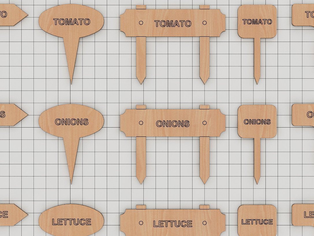 Intra απο ξύλο plywood  Χρώμα wenge 3mm-4mm πάχος - Σετ πασσάλων φυτών κήπου / Μαρκαδόροι φυτών Δίασταση 30x20 cm INTRAFABR-67987594