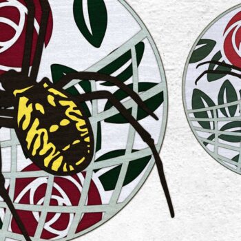 Intra απο ξύλο plywood  Χρώμα wenge 3mm-4mm πάχος - Garden Spider and Roses Δίασταση 6x6 cm INTRAFABR-28142923 - Image 1