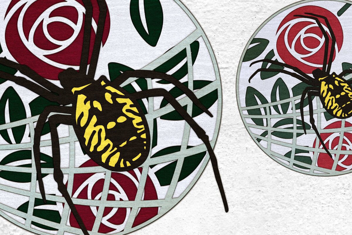 Intra απο ξύλο plywood  Χρώμα wenge 3mm-4mm πάχος - Garden Spider and Roses Δίασταση 6x6 cm INTRAFABR-28142923