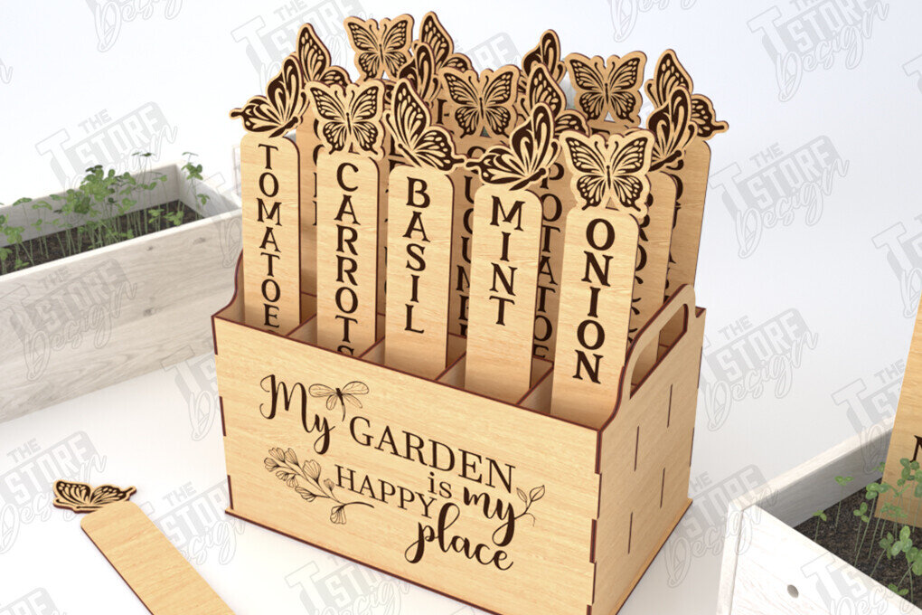 Intra απο ξύλο plywood  Χρώμα wenge 3mm-4mm πάχος - Σετ πασσάλων κήπου | Δείκτης φυτών | CNC Δίασταση 20x20 cm INTRAFABR-115879243