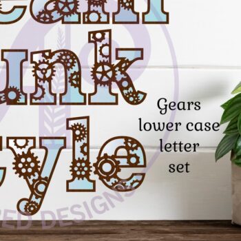 Intra απο ξύλο plywood Χρώμα wenge 3mm-4mm πάχος - Γράμμα αλφαβήτου θήκης Gear Steampunk Lowe Δίασταση 30x20 cm INTRAFABR-67349154 - Image 1