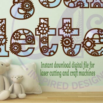 Intra απο ξύλο plywood Χρώμα wenge 3mm-4mm πάχος - Γράμμα αλφαβήτου θήκης Gear Steampunk Lowe Δίασταση 30x20 cm INTRAFABR-67349154 - Image 2