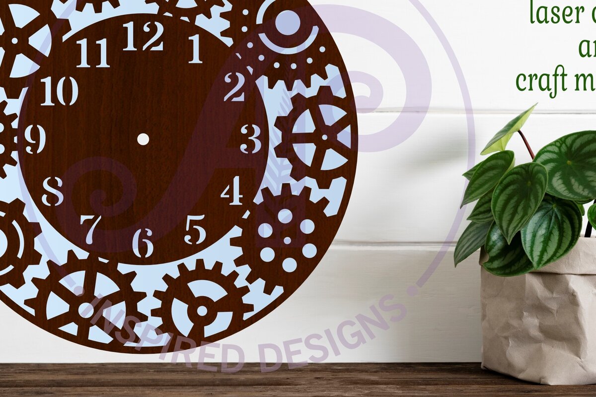 Intra απο ξύλο plywood  Χρώμα wenge 3mm-4mm πάχος - Ρολόι Gears Ρολόι τοίχου με λέιζερ Δίασταση 30x20 cm INTRAFABR-89875063