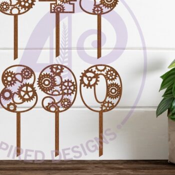 Intra απο ξύλο plywood  Χρώμα wenge 3mm-4mm πάχος - Gears Number Cake Toppers Cut Files Δίασταση 30x20 cm INTRAFABR-9444033 - Image 1