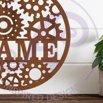 Intra απο ξύλο plywood Χρώμα wenge 3mm-4mm πάχος - Πινακίδα ονόματος Gears Steampunk Δίασταση 30x20 cm INTRAFABR-114929859 - Image 1