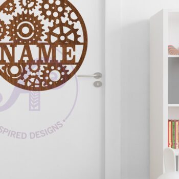 Intra απο ξύλο plywood Χρώμα wenge 3mm-4mm πάχος - Πινακίδα ονόματος Gears Steampunk Δίασταση 30x20 cm INTRAFABR-114929859 - Image 3