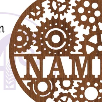 Intra απο ξύλο plywood Χρώμα wenge 3mm-4mm πάχος - Πινακίδα ονόματος Gears Steampunk Δίασταση 30x20 cm INTRAFABR-114929859 - Image 4