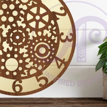 Intra απο ξύλο plywood  Χρώμα wenge 3mm-4mm πάχος - με λέιζερ ρολόι τοίχου Gears, Δίασταση 30x20 cm INTRAFABR-115280648 - Image 2