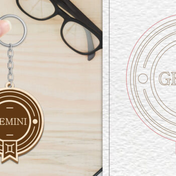 Intra απο ξύλο plywood Χρώμα wenge 3mm-4mm πάχος - Κοπή Laser Μπρελόκ Gemini | Ζώδιο Δίασταση 4x4 cm INTRAFABR-118819976 - Image 1