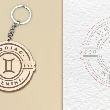 Intra απο ξύλο plywood  Χρώμα wenge 3mm-4mm πάχος - Κοπή Laser Μπρελόκ Gemini | Ζώδιο Δίασταση 4x4 cm INTRAFABR-118819308 - Image 1