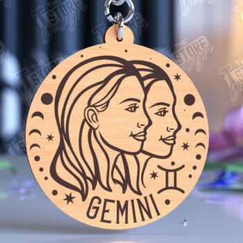 Intra απο ξύλο plywood Χρώμα wenge 3mm-4mm πάχος - Μπρελόκ Gemini | Ζώδιο | CNC Δίασταση 4x4 cm INTRAFABR-119623605 - Image 1