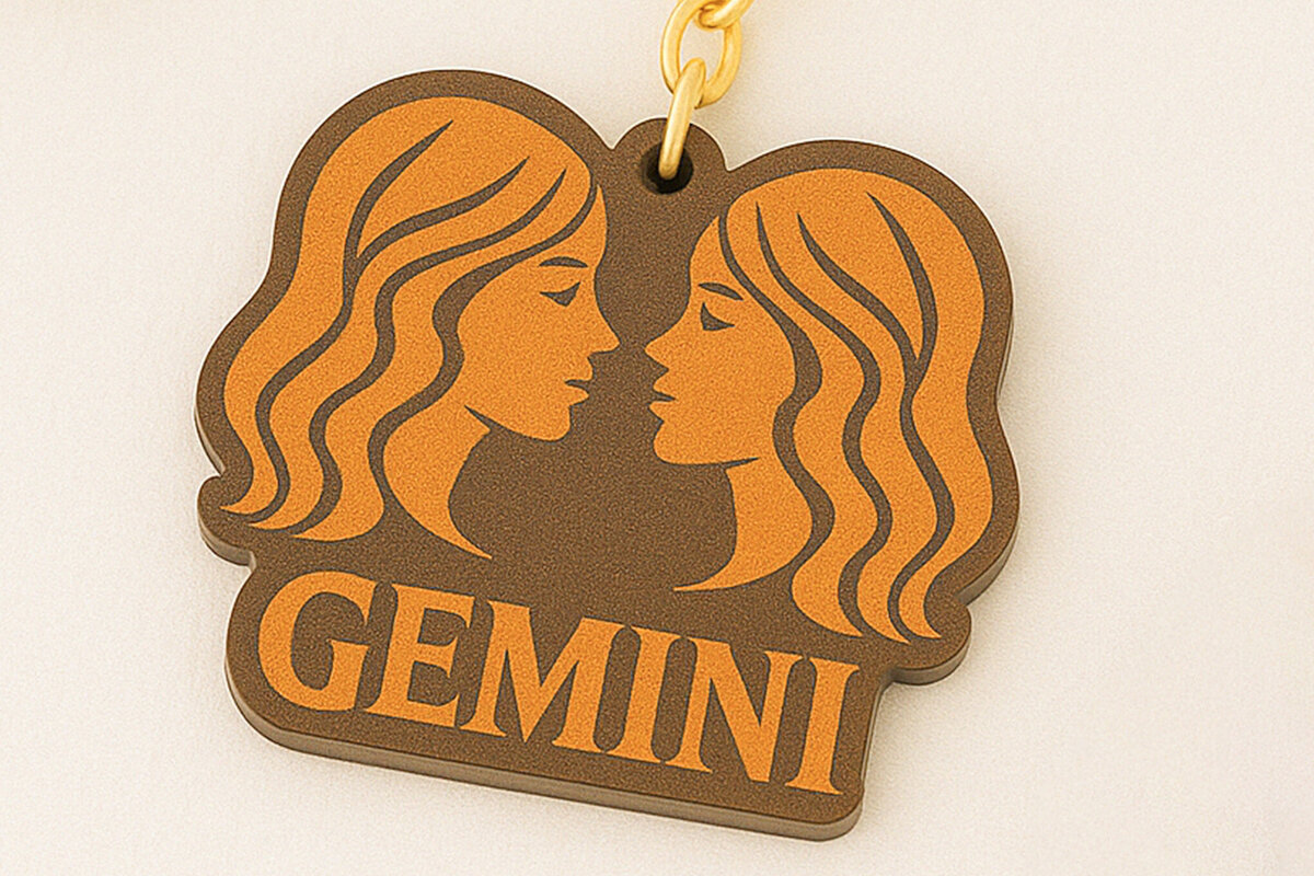 Intra απο ξύλο plywood  Χρώμα wenge 3mm-4mm πάχος - Μπρελόκ Gemini Zodiac Δίασταση 4x4 cm INTRAFABR-92586762