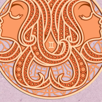 Intra απο ξύλο plywood Χρώμα wenge 3mm-4mm πάχος - Πρότυπο πίνακα τοίχου Zodiac Gemini Δίασταση 12x12 cm INTRAFABR-87676215 - Image 1