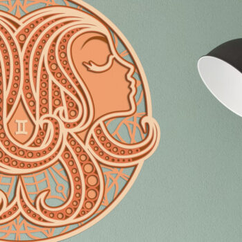 Intra απο ξύλο plywood Χρώμα wenge 3mm-4mm πάχος - Πρότυπο πίνακα τοίχου Zodiac Gemini Δίασταση 12x12 cm INTRAFABR-87676215 - Image 2