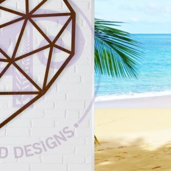 Intra απο ξύλο plywood  Χρώμα wenge 3mm-4mm πάχος - Επιτοίχια πινακίδα Geo Heart, κοπής με λέιζερ Δίασταση 20x20 cm INTRAFABR-87676662 - Image 1