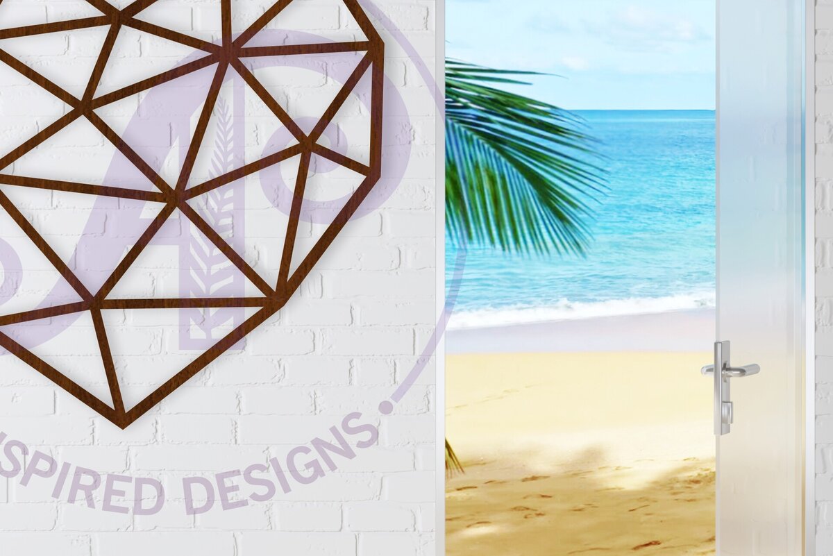 Intra απο ξύλο plywood  Χρώμα wenge 3mm-4mm πάχος - Επιτοίχια πινακίδα Geo Heart, κοπής με λέιζερ Δίασταση 20x20 cm INTRAFABR-87676662