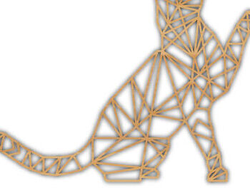 Intra απο ξύλο plywood  Χρώμα wenge 3mm-4mm πάχος - Γεωμετρική Γάτα Laser διακόσμηση τοίχου Δίασταση 40x50 cm INTRAFABR-50305686 - Image 2