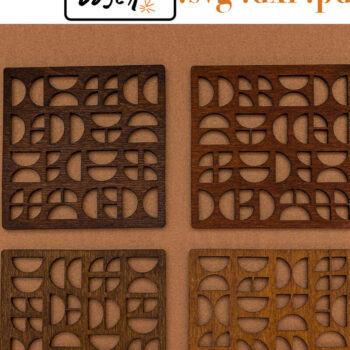 Intra απο ξύλο plywood Χρώμα wenge 3mm-4mm πάχος - Γεωμετρικό σουβέρ για κόφτη λέιζερ Δίασταση 30x20 cm INTRAFABR-107728093 - Image 1