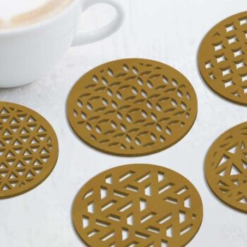 Intra απο ξύλο plywood  Χρώμα wenge 3mm-4mm πάχος - Γεωμετρικό κύπελλο σουβέρ Μονόστρωμα πρότυπο Δίασταση 4x4 cm INTRAFABR-55350064 - Image 1